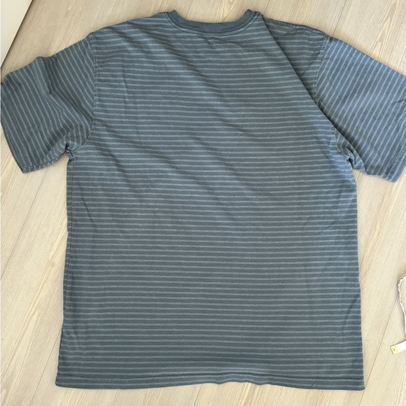 Carhartt  Heavyweight Short Sleeve Pocket Shop T Shirt Blue Stripe Size L - Picture 3 of 7